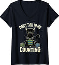 Womens Don't Talk to Me I'm Counting Knitting Yarn Funny Cat V-Neck Yarn Supply | Trending 2025 | Perfect for Crafters