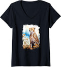 Cheetah Flower Butterfly V Neck Apparel Comfort Fit Gift Ready