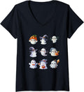 Womens Halloween Crochet Lovers Cute Yarn Ghosts Knitter V-Neck Yarn Supply | Trending 2025 | High CTR Title