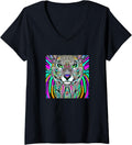 Womens Cheetah Illustration Motif colorful artistic Cheetah Lover V Neck Apparel Premium Print Gift Ready