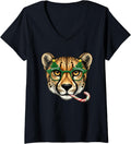 Womens Christmas Tree Sunglasses Cheetah Candy Cane Mens Womens V Neck Apparel Premium Print Hot Right Now