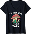 Womens Kawaii Cute Frog I'm Just Here For The Yarn V-Neck Yarn Supply | Top Rated | Perfect for Crafters