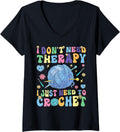 Womens I Just Need To Crochet Groovy Crocheting Knitting Yarn Lover V-Neck Yarn Supply | Top Rated | Perfect for Craf...