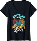 Womens Knitting Is My Favorite Sport Knitting Knitter Yarn Lover V-Neck Yarn Supply | Premium Quality | High CTR Title