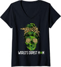Womens World s Dopest Mom Ever Weed Leopard Cheetah Print Vintage V Neck Apparel High Search Demand Best Seller Look