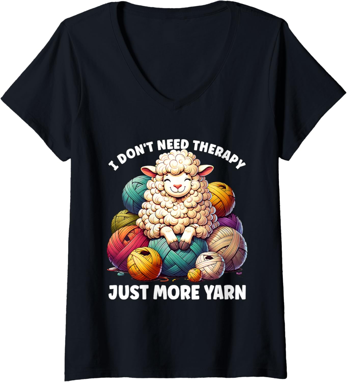 Womens Wool Lover Hnadmade Crochet Sheep Need More Yarn Knitting V-Neck Yarn Supply | Top Rated | Customer Favorite