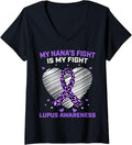 Womens My Nana s Fight Purple Lupus Awareness Ribbon Cheetah Print V Neck Apparel Viral TikTok Find Hot Right Now