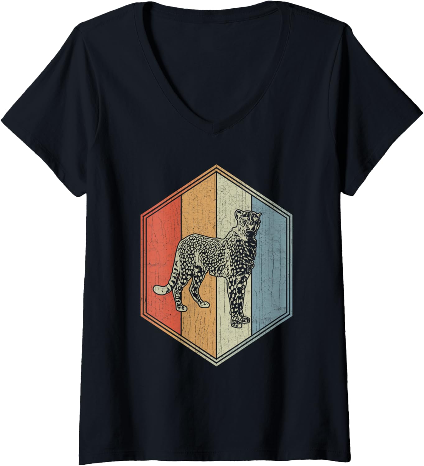 Cheetah With Distressed Design Retro Cheetah V Neck Apparel Viral TikTok Find Gift Ready
