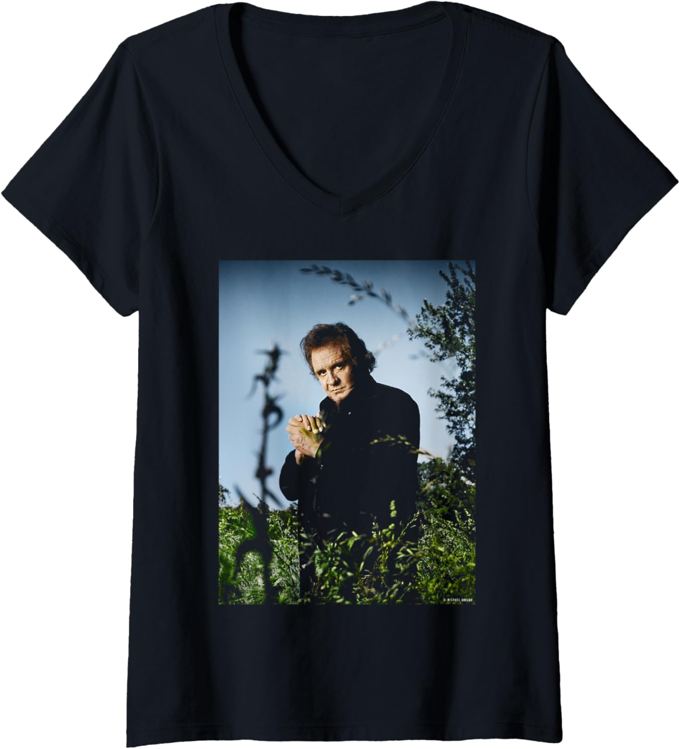 Womens Singer Johnny Cash in Tennessee by Michael Grecco V-Neck Apparel | Perfect Gift Idea
