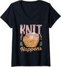 Knit Happens Knitter Yarn Hobby Knitting V-Neck Yarn Supply | Trending 2025 | High CTR Title