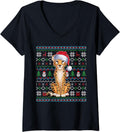 Womens Ugly Cheetah Lovers Xmas Sweater Santa Christmas V Neck Sweater Comfort Fit US Top Pick