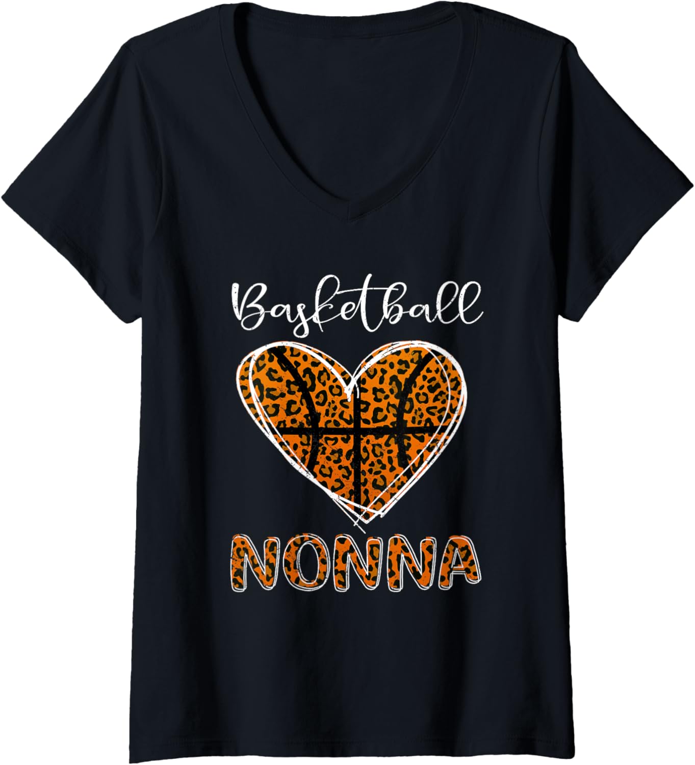 Womens Basketball Nonna Top Heart Cheetah Leopard Grandma V Neck Apparel Comfort Fit Hot Right Now