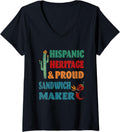Womens Hispanic Heritage & Proud Sandwich Maker V-Neck Apparel | Trending 2025 | Comfort Daily Wear