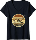 Womens Silhouette Running Mammal Wildlife Savanna Retro Cheetah V Neck Apparel Trending US US Top Pick