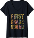 FIRST GRADE SQUAD Leopard Print Teacher Hello 1st Gr Rocks V Neck Apparel Viral TikTok Find Everyday Wear