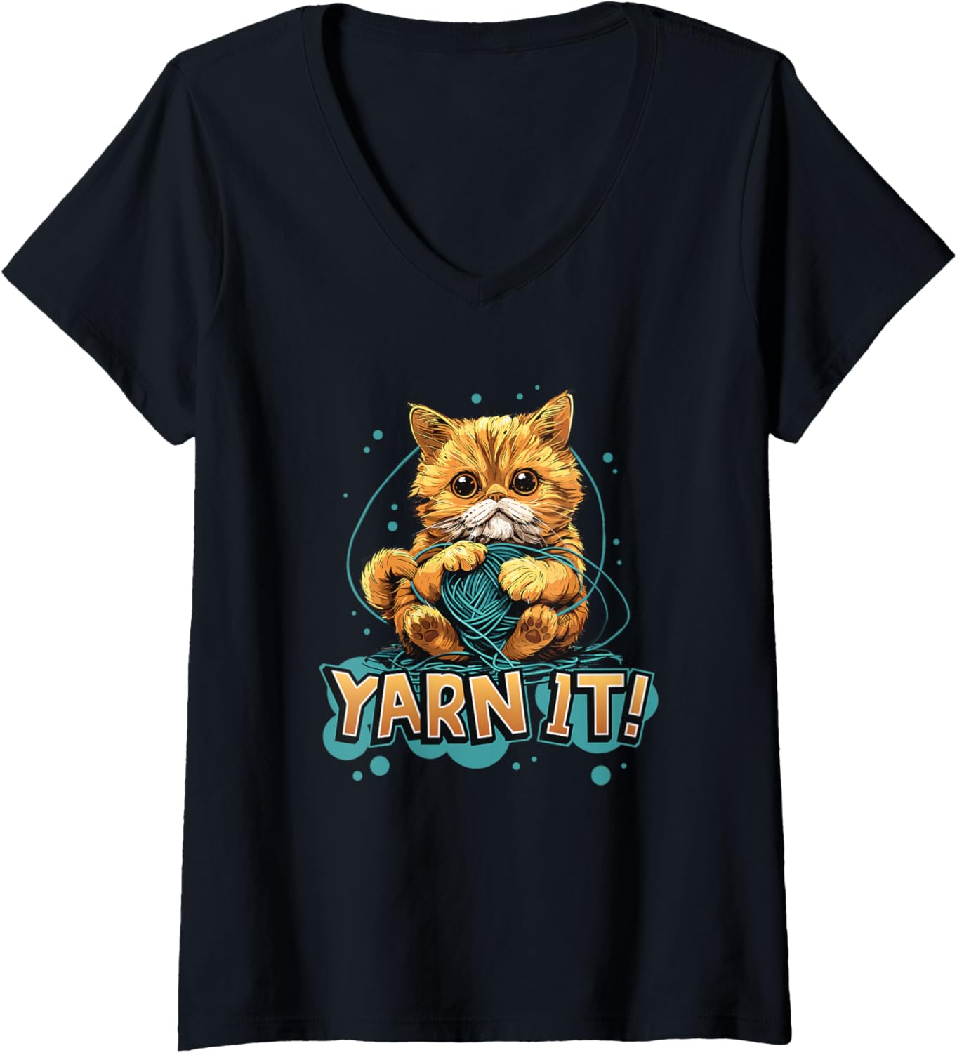 Womens Yarn Knitting Sewing Weaving Crochet Cat Lover V-Neck Yarn Supply | High Search Volume | High CTR Title