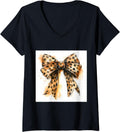 Womens Bow in Watercolor Aesthetic cheetah leopard pattern Bow V Neck Apparel Comfort Fit Best Seller Look