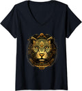 Womens Aztec Mexican Mythology Cheetah Native Mexican Pride Mayan V Neck Apparel High Search Demand US Top Pick