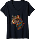 Womens Aztec Cheetah Mayan Mexican Mythology Native Mexican Pride V Neck Apparel Viral TikTok Find Best Seller Look