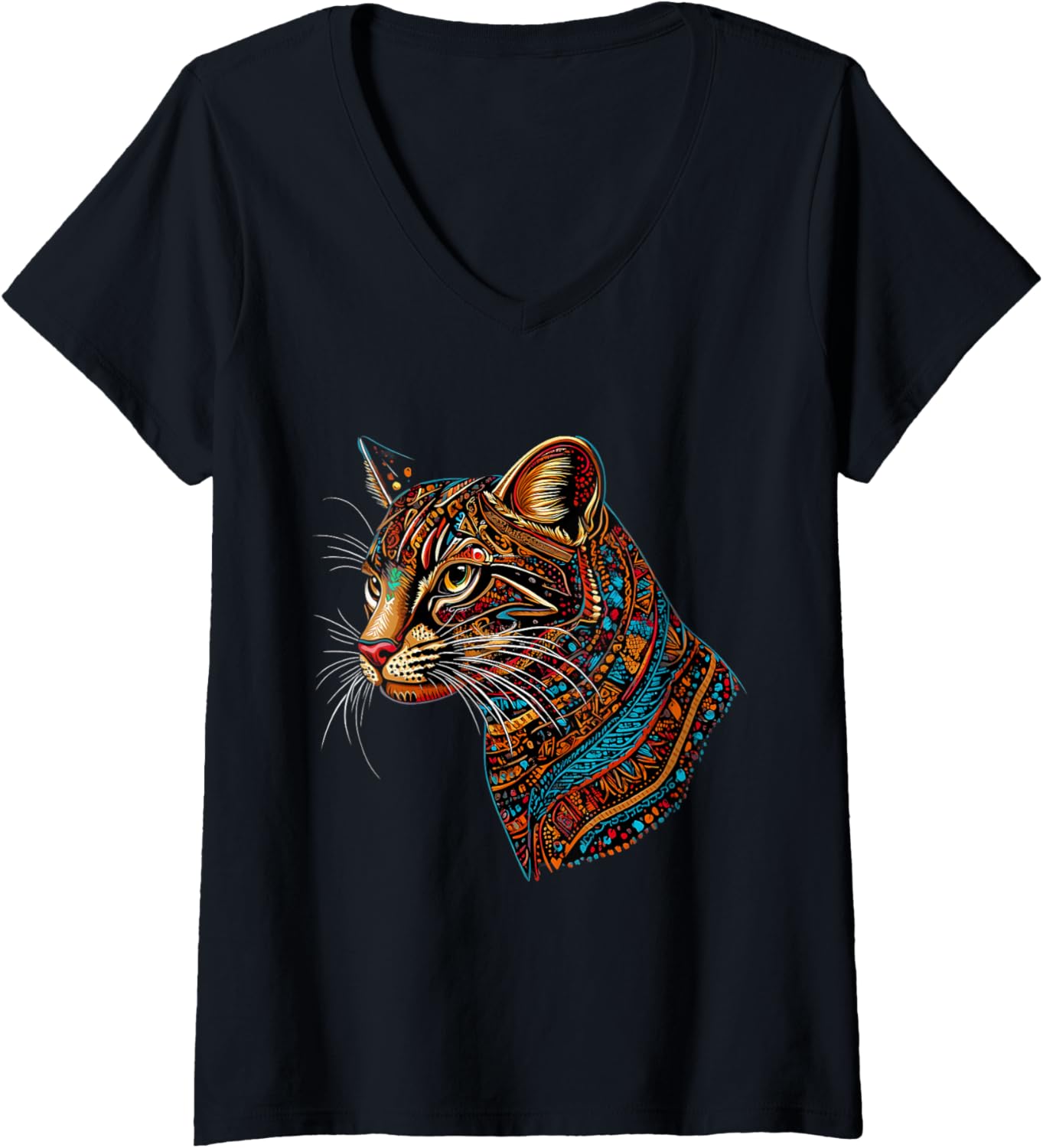 Womens Aztec Cheetah Mayan Mexican Mythology Native Mexican Pride V Neck Apparel Viral TikTok Find Best Seller Look