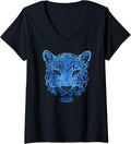 Womens Leopard cheetah cheetah jaguar wild cat predator predator V Neck Apparel Premium Print Everyday Wear