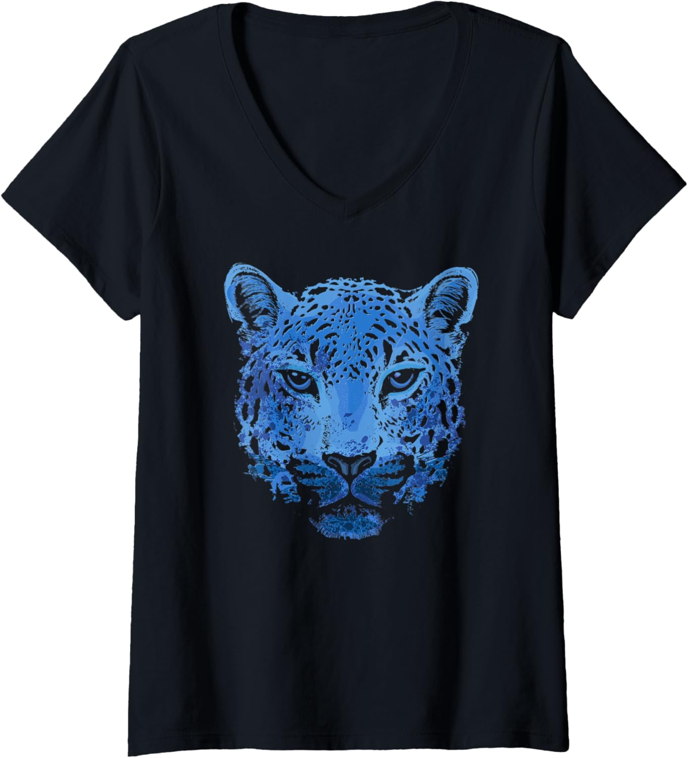 Womens Leopard cheetah cheetah jaguar wild cat predator predator V Neck Apparel Premium Print Everyday Wear