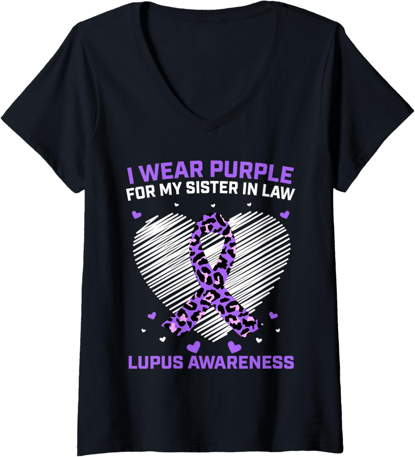 Womens I Wear Purple Sister In Law Lupus Awareness Cheetah Print V Neck Apparel High Search Demand Gift Ready