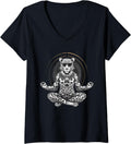 Womens Cheetah Meditation Yoga Buddhist Zen Buddha Spirituality V Neck Apparel Streetwear Style Everyday Wear