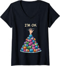 Womens Sewing Girl Knitting Knitter I'm Ok Yarn V-Neck Yarn Supply | Trending 2025 | Customer Favorite