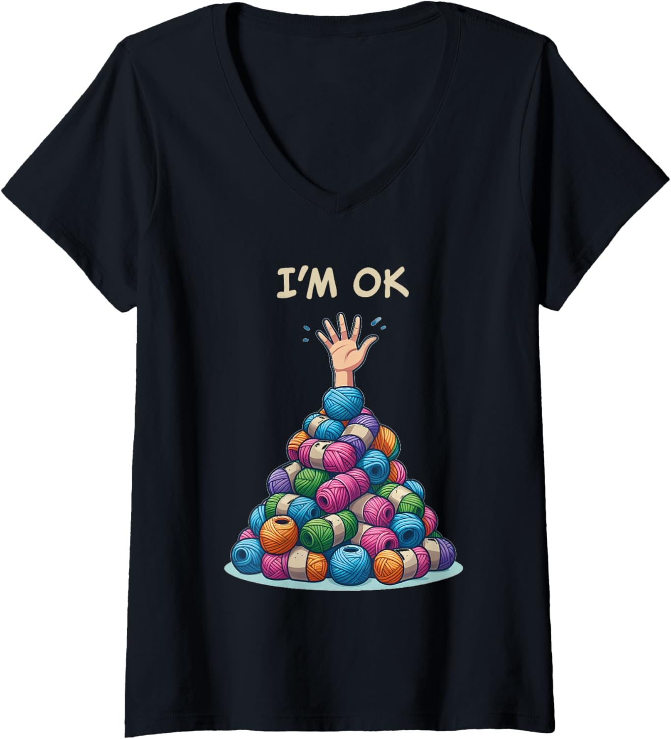 Womens Sewing Girl Knitting Knitter I'm Ok Yarn V-Neck Yarn Supply | Trending 2025 | Customer Favorite