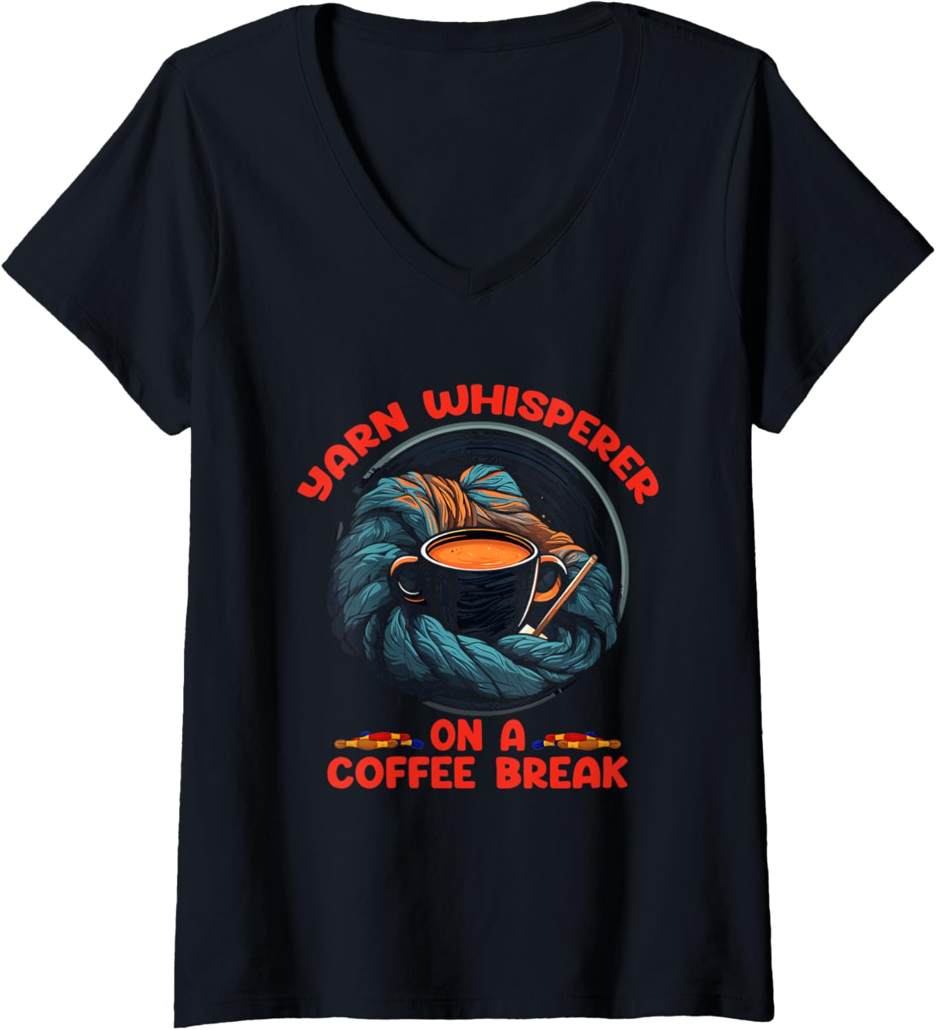 Womens Yarn whisperer on a coffee break V-Neck Yarn Supply | Premium Quality | Customer Favorite