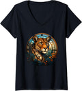 Womens Colorful Cheetah V Neck Apparel Comfort Fit Fan Favorite