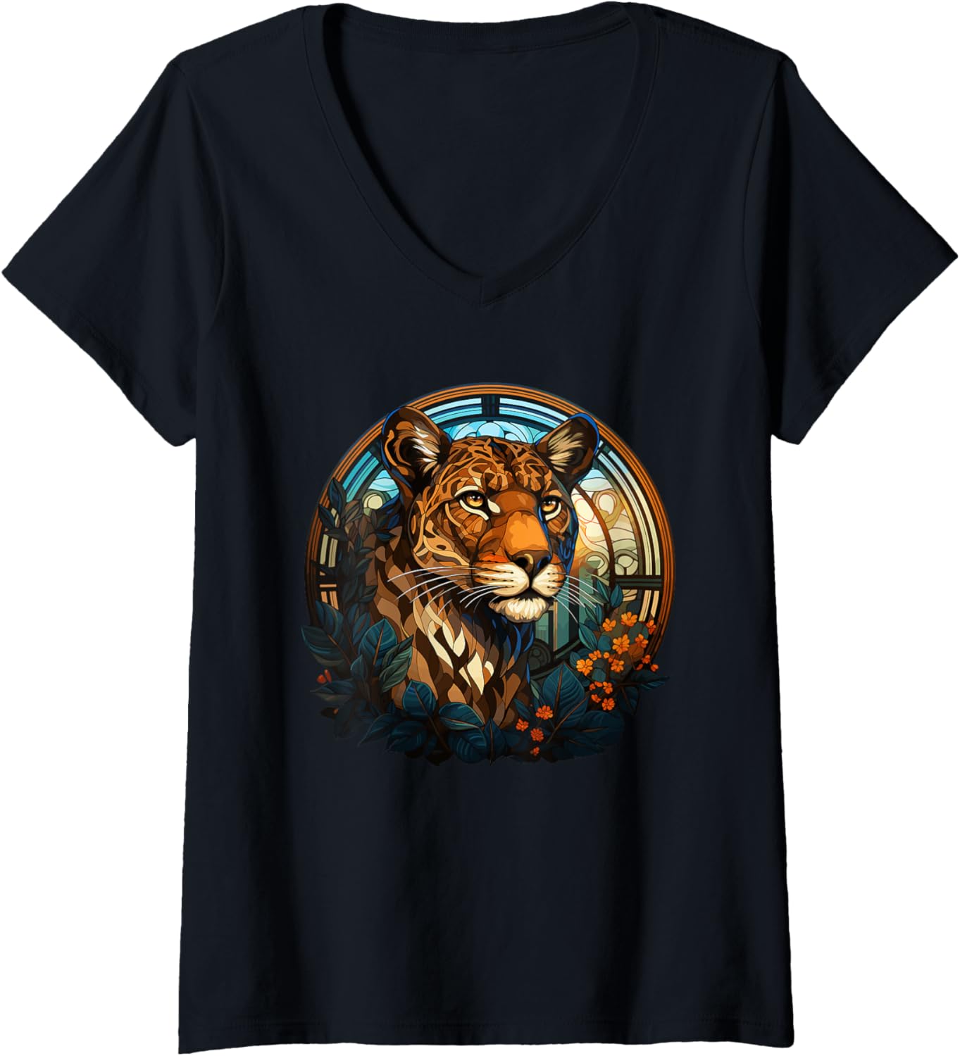 Womens Colorful Cheetah V Neck Apparel Comfort Fit Fan Favorite