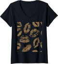Womens Leopard Cheetah Print Lips Kisses Funny V Neck Apparel Trending US Gift Ready