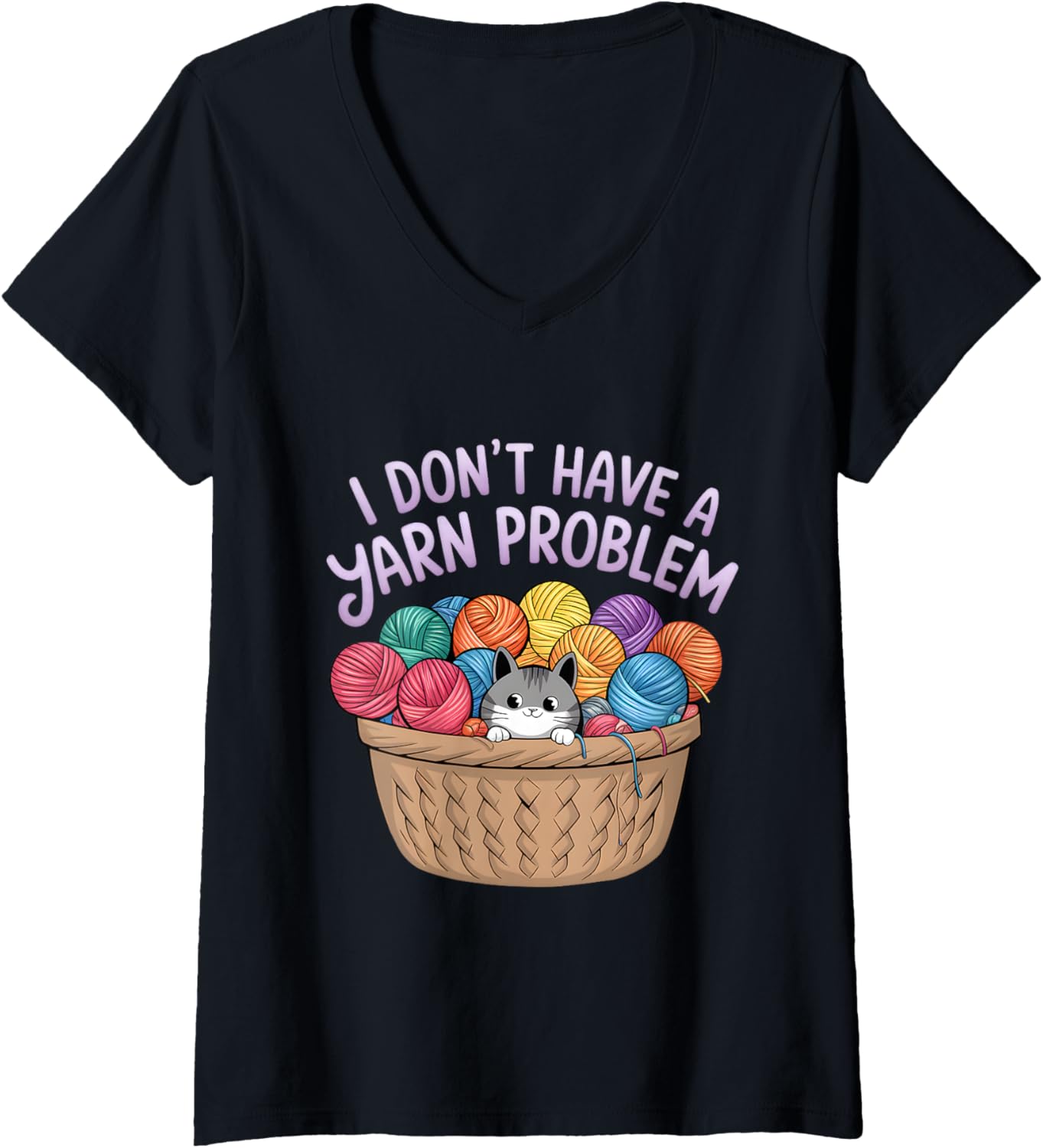 Womens I Don't Have A Yarn Problem Cat Yarn Collecting Crochet V-Neck Yarn Supply | High Search Volume | Perfect for ...
