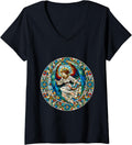 Womens Stained Glass Archangel Saint Michael V-Neck Apparel | US Best Seller