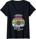 Womens I Crochet Past My Bedtime Yarn Lovers Humor V-Neck Yarn Supply | Top Rated | High CTR Title