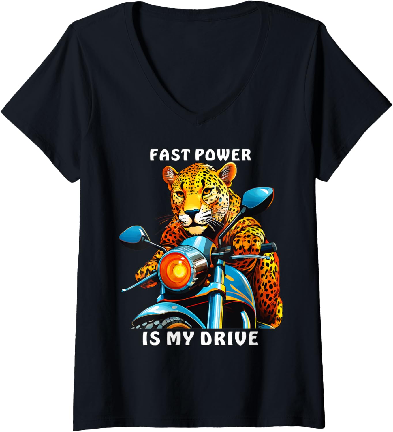Womens Biker Motorcyclist Leopard Cheetah Racing Machine Motorcycle V Neck Apparel Streetwear Style Everyday Wear