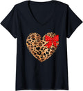 Cheetah Leopard Heart Girls animal Print Pink Ribbon Red V Neck Apparel Viral TikTok Find Everyday Wear