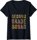 SECOND GRADE SQUAD Leopard Print Teacher Hello 2nd Gr Rocks V Neck Apparel Premium Print Everyday Wear
