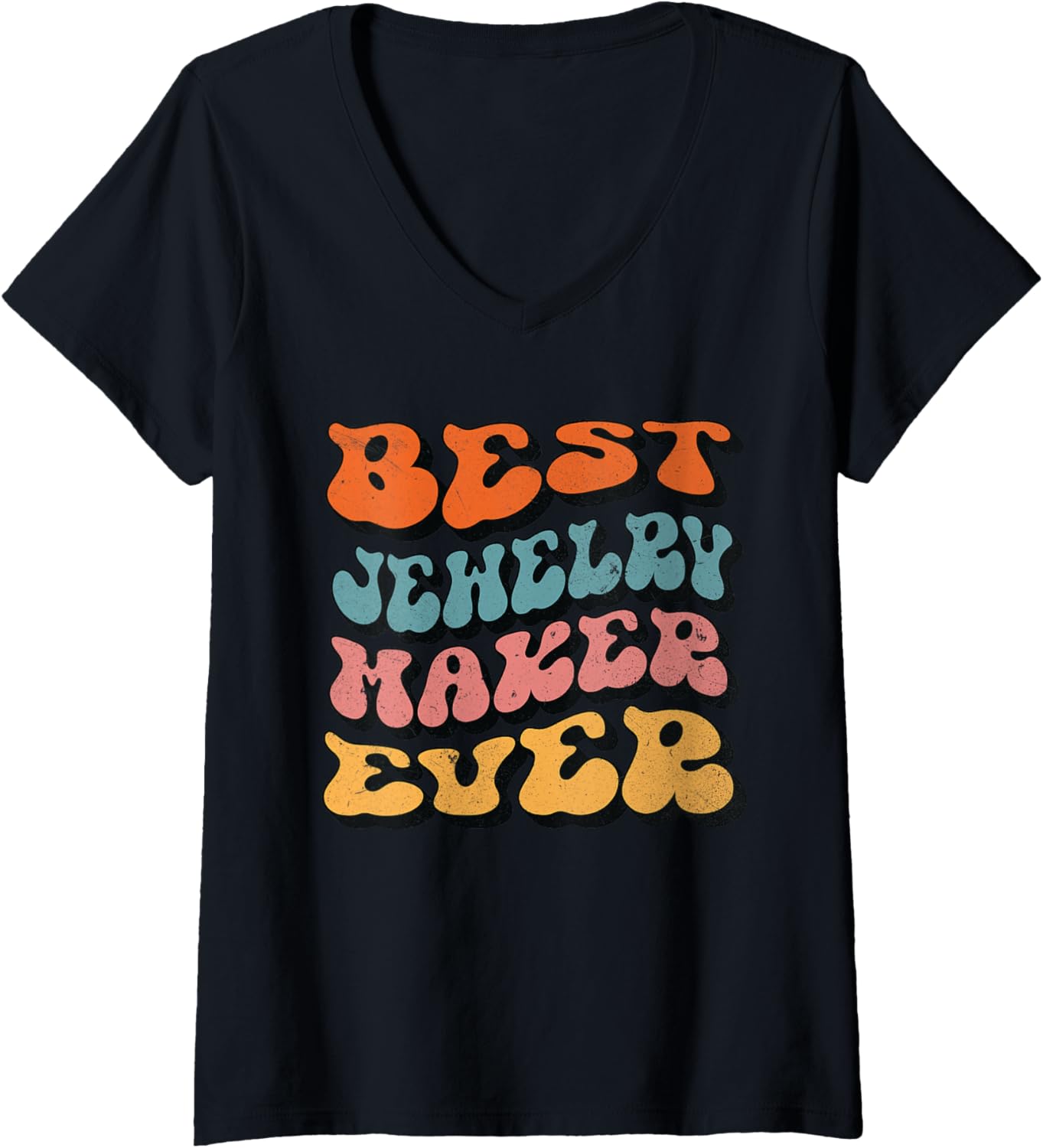 Best Jewelry Maker Ever, Retro Groovy Jewelry Maker Squad V-Neck Apparel | High Search Volume | Aesthetic Fit