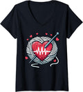 Womens Heartbeat Yarn Knitting Lover Craft V-Neck Yarn Supply | Trending 2025 | Best Seller Choice