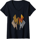 Womens Leopard Tiger Cheetah Zebra Lightning Animal Print Safari V Neck Apparel Streetwear Style Gift Ready