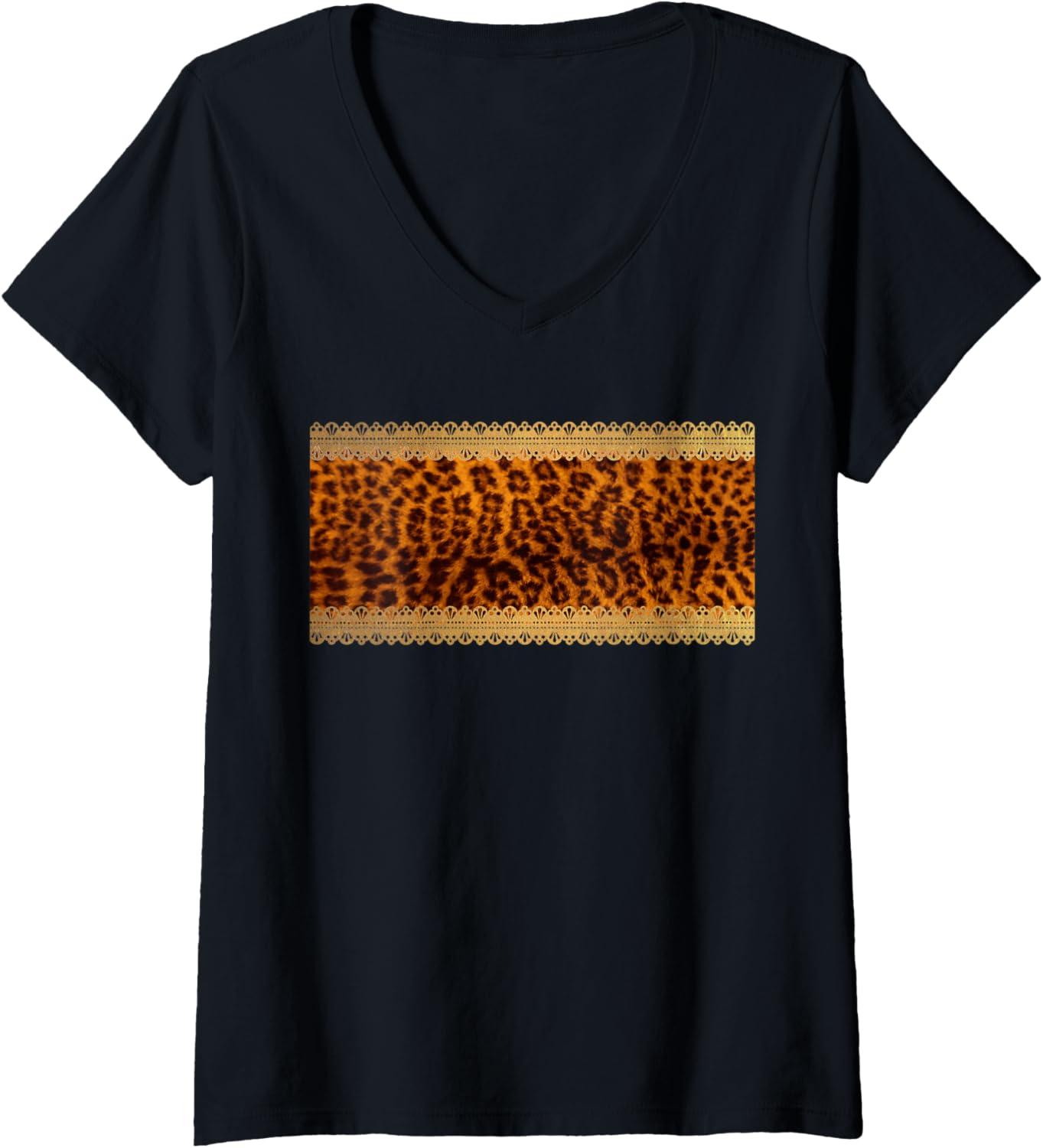 Womens Leopard Cheetah Pattern Lace Lined Bandeau Top Printed On V Neck Apparel Streetwear Style Fan Favorite