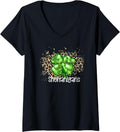 Womens SHENANIGANS Four Leaf Clover Leopard Cheetah Print V Neck Apparel Streetwear Style Fan Favorite