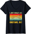 Womens I Just Really Like Cheetahs Ok Vintage V Neck Apparel High Search Demand US Top Pick