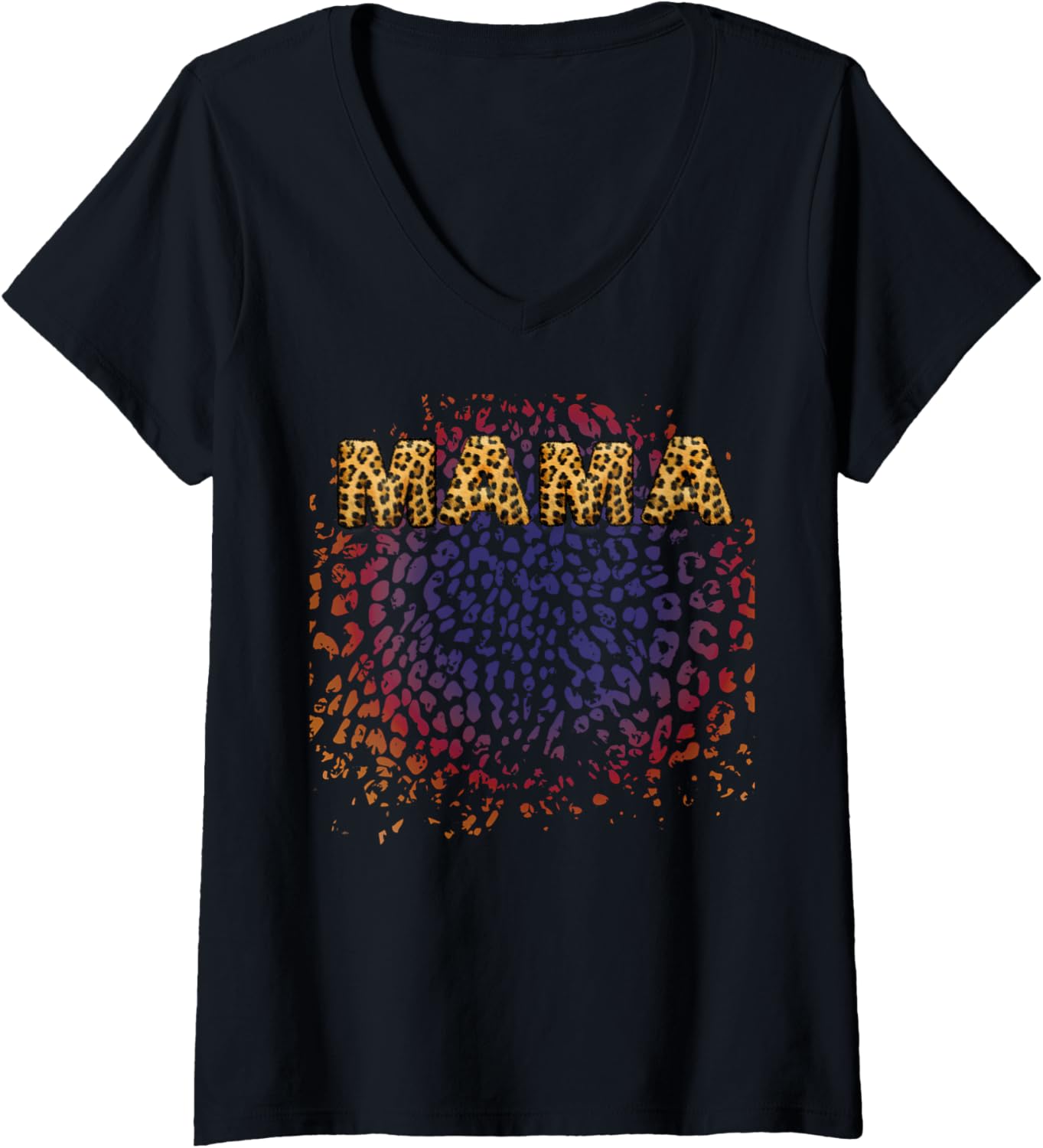 Womens Mama Cheetah Mothers Day Mom Life Animal Print V Neck Apparel Viral TikTok Find Everyday Wear