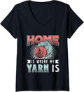 Home Is Where My Yarn Is Knitting Crafting Yarn Crocheting V-Neck Yarn Supply | Viral US Pick | Customer Favorite
