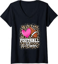 Womens Football Mom American Football Lover Leopard Cheetah Print V Neck Apparel Trending US Everyday Wear