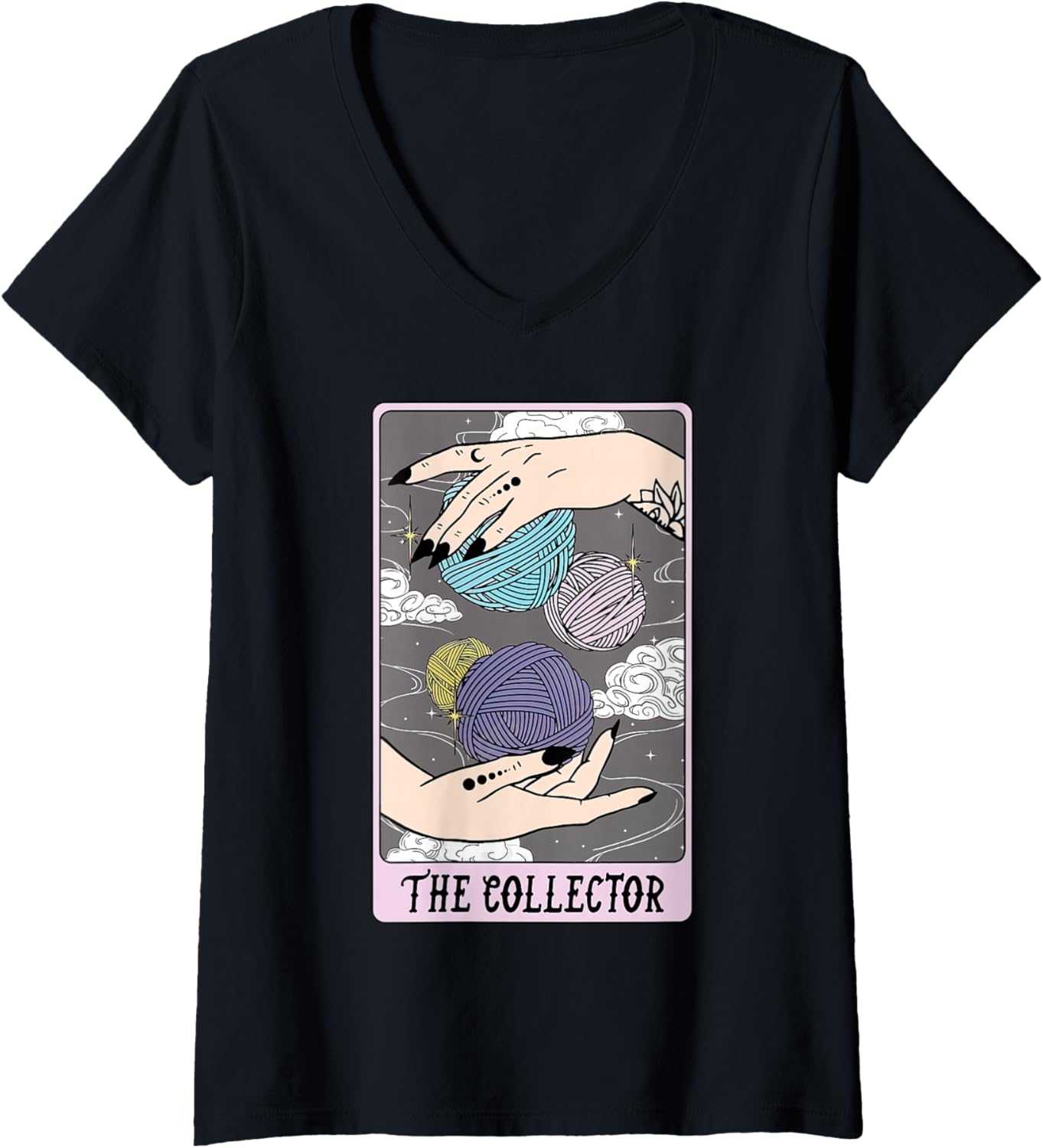 Womens The Collector Crochet Tarot Card Knitter Knitting Yarn Lover V-Neck Yarn Supply | Top Rated | Customer Favorite